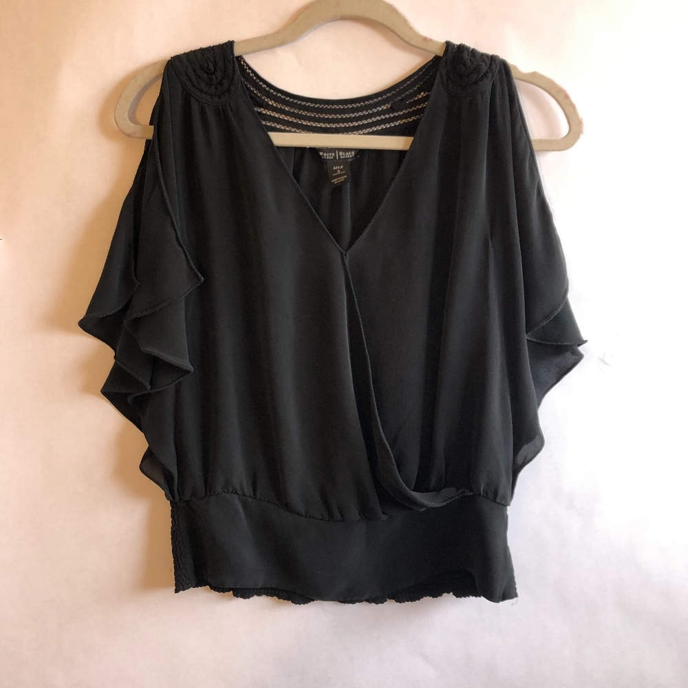 White House Black Market silk Black Blouse